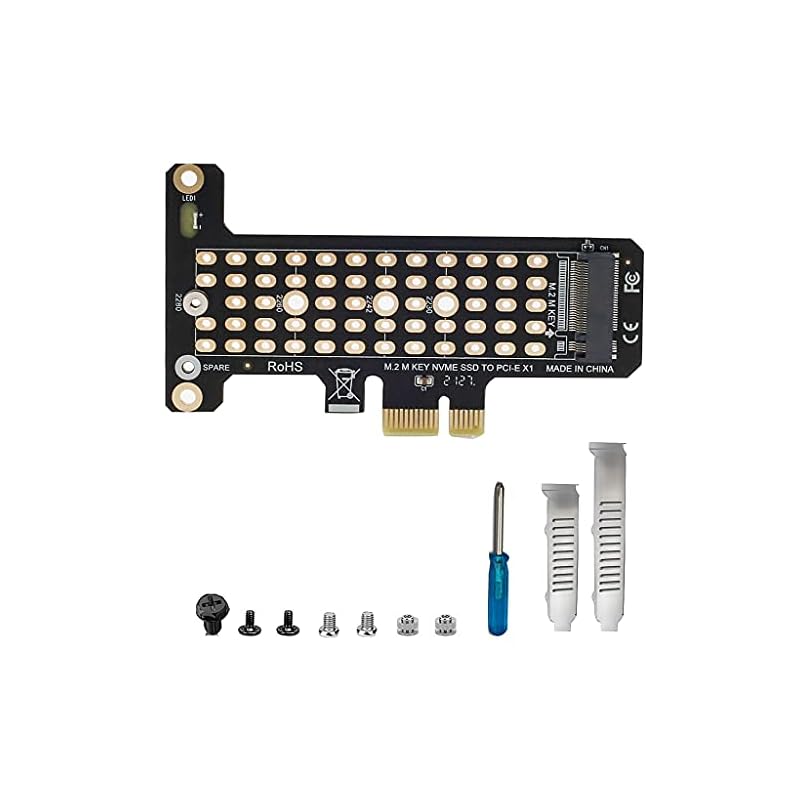 Verilux® NVMe Adapter, M.2 PCIE 4.0 x1 Adapter, M.2 NVME to PCIE 4.0 Adapter Card for M.2 (M Key) 2230, 2242, 2260, 2280 Size M.2 NVME SSD, Support PCIe x1 x4 x8 x16 Slot, Adapter Graphic Card