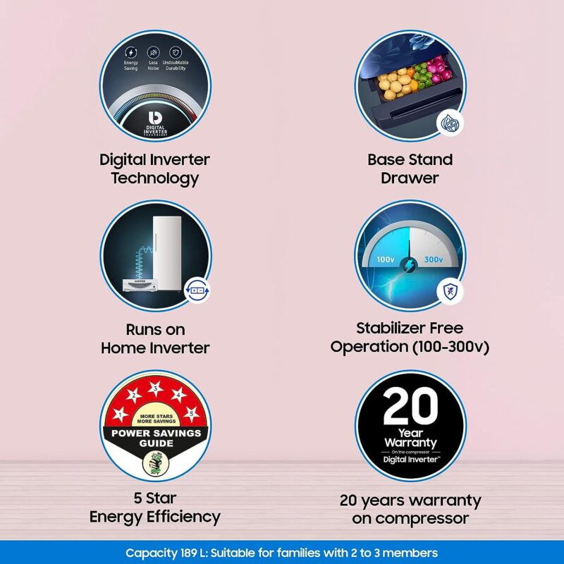 Samsung 189L 5 Star Inverter Direct-Cool Single Door Refrigerator